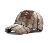 Klassische Karierte Baseballkappe Verstellbar Plaid Muster Basecap Unisex Casual Style (DE/NL/SE/PL, Numerisch, 55, 60, Khaki)