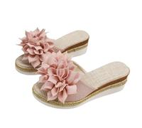 Klassische Keil-Hausschuhe für Damen - Zehenpartie, Bequeme Sandalen-Slipper, lässiges Design für Alltag und Freizeit, aus hochwertigem Mikrofaser