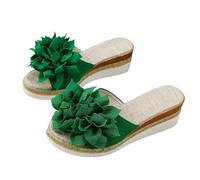 Klassische Keil-Hausschuhe für Damen - Zehenpartie, Bequeme Sandalen-Slipper, lässiges Design für Alltag und Freizeit, aus hochwertigem Mikrofaser