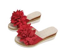 Klassische Keil-Hausschuhe für Damen - Zehenpartie, Bequeme Sandalen-Slipper, lässiges Design für Alltag und Freizeit, aus hochwertigem Kunstleder