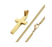 Klassische Kreuz Anhänger Halskette Für Männer Frauen 24 zoll Gold Silber Farbe Kette Halskette Mode