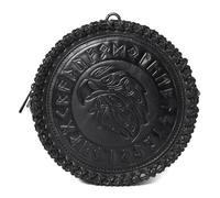 Klassische mittelalterliche Gürteltasche aus PU-Leder, vielseitig, Vintage, geprägt, Seitentasche für LARP und mittelalterliche PU-Leder-Seite, Schwarz