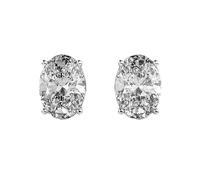 Klassische ovale Ohrstecker aus 925er Sterlingsilber | Versilberung, Nr. Stein: 2, Edelsteingröße: 2,00-2,99 mm | Gewicht: 4 Karat, Form: Oval | 4,1 Gramm | LKE_W_00105