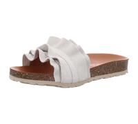 Pantolette VERBENAS "Rocio Roda", Damen, Gr. 38, weiß, Veloursleder, unifarben, Schuhe Pantolette, Sommerschuh, Flat mit geschwungenen Laschenstoff (75325939-38) weiß