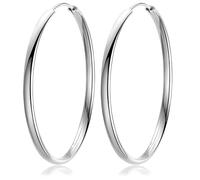 Klassische runde Creolen aus 925er Sterlingsilber, poliert, minimalistisch, für Frauen mit empfindlichen Ohren, 43 mm Durchmesser