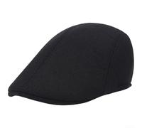 Klassische Schiebermütze für Herren aus weichem Wollgemisch kurzem, eleganter Retro-Stil für Frühling und, ideal zum Fahren und Angeln,(Black)