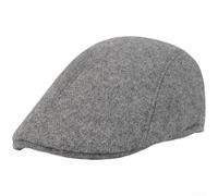 Klassische Schiebermütze für Herren aus weichem Wollgemisch kurzem, eleganter Retro-Stil für Frühling und, ideal zum Fahren und Angeln,(Gray)
