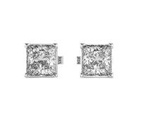 Klassische Solitär-Ohrstecker im Prinzessinnen-Design aus 925er Sterlingsilber | Versilberung, Nr. Stein: 2, Edelsteingröße: 0,50-0,69 mm | Gewicht: 1 Karat, Form: Prinzessin, 2,7 Gramm || W_00043