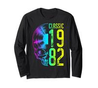 Klassische Vintage-Schallplatte für Liebhaber von Gothic Skull aus dem Jahr 1982 Langarmshirt