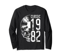 Klassische Vintage-Schallplatte für Liebhaber von Gothic Skull aus dem Jahr 1982 Langarmshirt