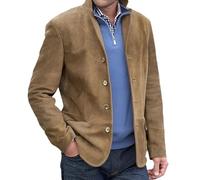 Klassische Wildlederjacke, Wildlederjacke Für Herren, Herren-Wildlederjacke Mit Durchgehendem Reißverschluss, Lässige Vintage-Jacken, Leichter, Klassischer Trucker-Mantel (L,Braun)