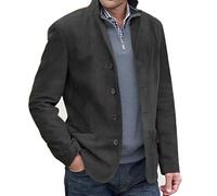 Klassische Wildlederjacke, Wildlederjacke Für Herren, Herren-Wildlederjacke Mit Durchgehendem Reißverschluss, Lässige Vintage-Jacken, Leichter, Klassischer Trucker-Mantel (L,Dunkelgrau)