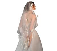 Klassischer Brautschleier, einlagig, durchsichtig, Haar-Accessoire mit eleganter Schleife, Dekoration, Hochzeits-Kopfschmuck, leicht, Braut-Haar-Accessoire