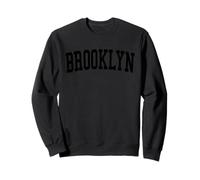 Klassischer Brooklyn-Stil im New Yorker Vintage-Stil, schwarz, im Used-Look Sweatshirt