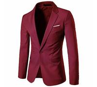 Klassischer Herren-Blazer mit einem Knopf, leger, schmale Passform, elegant, stilvoll, leicht, Anzugjacken, leger, Sport, Smoking, formelle Business-, Hochzeits-, Arbeits-, Büro-Anzugjacken, wein, 4XL