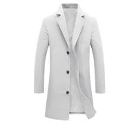 Klassischer Herren-Trenchcoat, mittellang, Thomas, Winter-Wollmischung, Fleece, Erbsenmantel, Herren-Trenchcoat, schmale Passform, Übermantel, Herrenjacke, Business-Winter, Größe M, 5XL