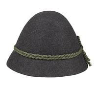 Klassischer Schinderhannes Trachtenhut - Almhut aus Wollfilz - Jadgdhut mit Kordelgarnitur - Hirtenhut mit Ripsfutterband - Filzhut Sommer/Winter - Herrenhut anthrazit 56 cm