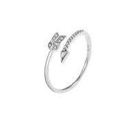 Klassischer unregelmäßiger Doppelpfeil Blatt runder Volldiamant Paar Ring für Frauen Original Sterling Silber Verlobungsschmuck