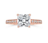 Klassischer zeitloser 2,5 Karat AAA cz Quadrat Brillant Prinzessin Schnitt Solitär Verlobungsring für Frauen .925 Sterling Silber Roségold Zirkonia Pflaster Seite Stein Band