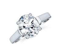 Klassischer zeitloser einfacher 3CT runder AAA CZ Brillantschliff runder Solitär Verlobungsring für Frauen Baguette Seitensteine dünnes Band .925 Sterling Silber