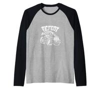 Klassisches Bigfoot-Cartoon-Logo und Truck-Used-Look Raglan
