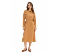 Klassisches Damen Hemdblusenkleid aus Viskose-Mix Maxi-Kleid 943847 Hell-Braun 46