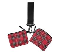 Klassisches kariertes Rot-Schwarz, Damen-Münzgeldbörse, Kartenhalter, klein, abnehmbar, Münzgeldbörse, Kleingeldhalter mit Schlüsselanhänger, für Damen, 2 Stück, Klassisch kariert Rot Schwarz, 1 size