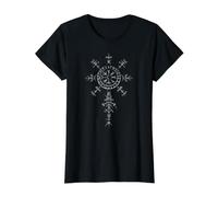 Klassisches Keltischer Vikinger Vegvisir Kompass Wikinger Preisgünstiges Grafik-T-Shirt, Damen, Schwarz, XL