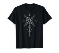 Klassisches Keltischer Vikinger Vegvisir Kompass Wikinger Preisgünstiges Grafik-T-Shirt, Herren, Schwarz, L