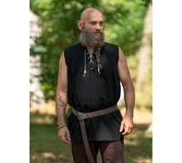 Klassisches Mittelalter Hemd ärmellos, Schwarz "Eike" XXXL