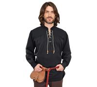 Klassisches Mittelalter Hemd oder Schnürhemd schwarz "Anno"