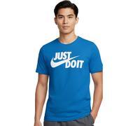 klassisches NIKE Sportswear JDI Herren T-Shirt Fitness-Shirt Just Do It Schriftzug Baumwoll-Shirt Kurzarm-Shirt AR5006-437 Blau S