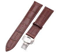 Klauer Leder-Uhrenarmband, Ersatz-Uhrenarmbänder, 20 mm 22 mm, langlebig, Uhrenarmbänder, Gürtel, Herren und Damen, Leder-Uhrenarmband, Faltschließe, Zubehör (Color : Brown, Size : 20mm Gold Clasp)
