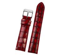 Klauer Leder Uhrenbänder für Männer 18-22mm Lederschachtband, Rot-Silber, 18mm