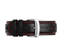 Klauer Leder Uhrengurt 20/22mm Leder Uhrenband Lederarmband, Rote Silberschnalle, 22mm