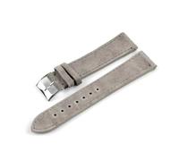 Klauer Wildleder-Leder-Uhren-Band 18-22mm Leder Ersatzarmband, Hellgrau, 18mm