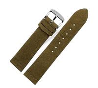 Klauer Wildleder-Leder-Uhrenband-Armband 16-24mm Ersatzwachgurt, Armee Green-Silver, 18mm