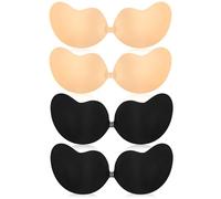 Klebe BH Push Up,4 Stück Rückenfrei Trägerlos BH ohne träger Klebe-BHS große Brust Wiederverwendbare Unsichtbar Haut Freundlich Sticky Strapless Bra für kleine brüste Brautkleid Damen Kleid(C-D)