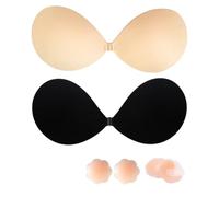Klebe BH Push-Up, BH-Rückenfrei Trägerloser, Klebe Große Brust Push-Up, Trägerloser Sticky Bra, Ohne Träger Unsichtbarer, Invisible Bra 2Stück mit 4Pcs Nippelpads-D