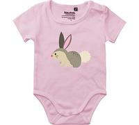Kleckerliese Baby Body Vintage Jungen Mädchen Kurzarm mit Motiv Tiere Hase, LightPink,86