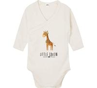 Kleckerliese Baby Body Wickelbody Junge Mädchen Langarm Tiere Giraffe Tiermotiv Little Cousin, Natural, 0-3 Monate