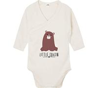 Kleckerliese Wickelbody Langarm Little Cousin Tiermotiv Bär Baby Body Junge Mädchen, Natural