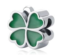 Kleeblatt Charm 925 Sterling Silber Charm Pandora Glücksbringer Bead Grün Klee Kompatibel mit Armbänder Anhänger Mütter Geschenk Weihnachten Schmuck für Frauen Männer Damen