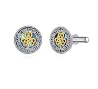 Kleeblatt Manschettenknöpfe 925 Sterling Silber Abalone Muschel Keltischer Knoten Kleeblatt Schmuck Geburtstags Geschenk für Männer Herren Vater