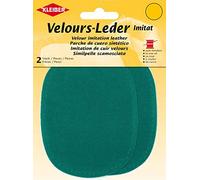 Kleiber 12,5 x 10 cm Ovaler Knie-/Ellbogenflicken aus Velours-Lederimitat zum Annähen, türkis