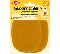 Kleiber 12,5 x 10 cm Ovaler Knie-/Ellbogenflicken aus Velours-Lederimitat zum Annähen, zitronengelb