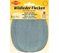 Kleiber 12 x 10 cm Ovale Flicken aus Velours-Leder, 1 Paar, grau