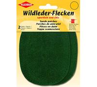 Kleiber 12 x 10 cm Ovale Flicken aus Velours-Leder, 1 Paar, grün