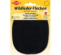 Kleiber 12 x 10 cm Ovale Flicken aus Velours-Leder, 1 Paar, schwarz