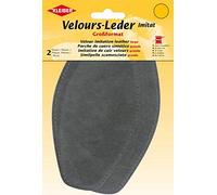 Kleiber 18 x 10 cm Große Flicken aus Velours-Lederimitat, 1 Paar, grau